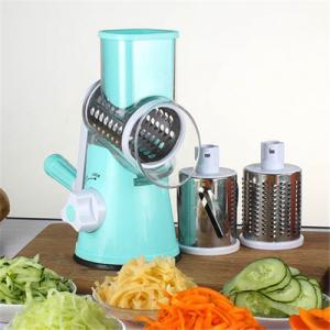 $5/mo - Finance Rotary Cheese Grater with Upgraded, Reinforced Suction -  Round Cheese Shredder Grater with 3 Replaceable Stainless Steel Drum Blades  - Easy To Use & Clean - Vegetable Slicer 